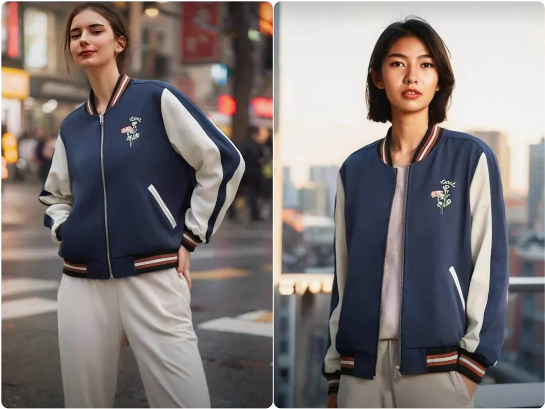 Model pictures for two wears in one! COACH New Arrival women's jacket is here. Kou's New Arrival embroidered reversible baseball jacket for women. Super beautiful reversible baseball jersey. Produced by a major trading factory. Excellent quality. The quantity is not large, only about 500 pieces. But it's also very fragrant. One side is made of high-weight Navy Blue satin fabric. This fabric is absolutely amazing. Ordinary satin fabrics on the market are either soft and shapeless. Or the texture is rough and not delicate enough. The more delicate the fabric, the higher the fabric requirements. The fabric woven with forty-eight double yarns and three yarns is not only as delicate as Dove chocolate. And just hanging it flat there is very classy. I have tried it countless times and there is absolutely no snagging. The grass embroidery on the front chest can be said to be very three-dimensional. Perfectly complementing each other. Wearing it on the reverse side is a combination of color-blocked C all-over print and satin fabric. Classic is revealed in a low profile. All sizes available in complete packaging. Size: S-L (reversible) Color: Navy Blue (presbyopia reversed) (Material: polyester fiber) S size: length 59CM, bust 120CM, shoulder raglan (raglan) 72CM, reference weight 90-105 catties M size: length 61CM, bust 124CM, shoulder raglan (raglan) 74CM, reference weight 105-115 catties L size: length 63CM Bust 128CM, shoulder sleeves (raglan) 76CM, reference weight 115-130 catties